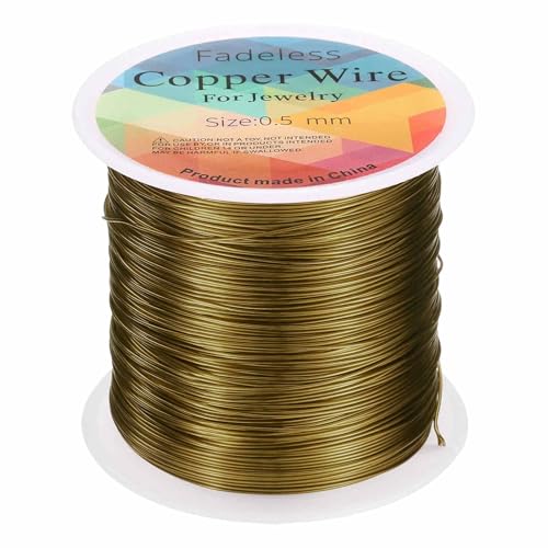 HARFINGTON Wire 203ft Length 24 Gauge Copper Craft Jewelry Wrapping Wire Tarnish Resistant Beading for Jewelry Making Supplies Crafting, Ancient Blue - color: Ancient Blue
