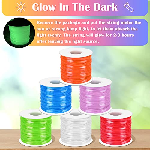 Lanyard String Kit, Cridoz 6Pack Glow in Dark Plastic Lacing Cord Gimp String Lanyard Weaving Kit for Boondoggle, Bracelets, Keychains, Crafts - style: Glow In Dark