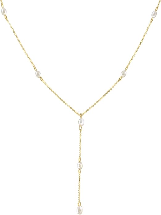 Gold Necklace for Women, Dainty Gold Long Necklaces 14k Gold Plated Prom Lariat Necklace Cute Choker Necklaces for Women Trendy Stuff Fashion Costume Gold Accessories Christmas Jewelry Gifts