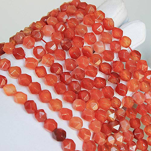 MJDCB Best Sellers Natural Stone Beads Faceted Polygon Red Agate Crystal Energy Stone Healing Power for Jewelry Making(8mm) - color: Red Agate
