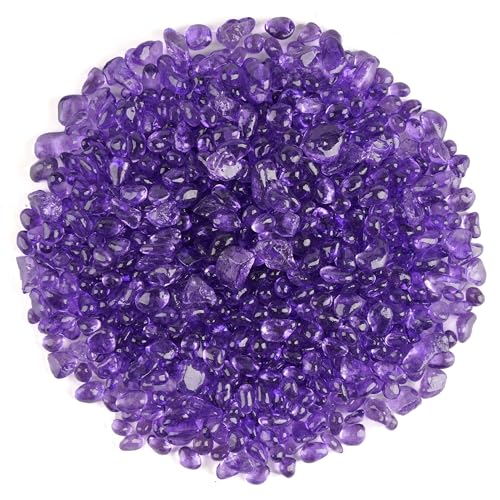 Glass Stones, 1Lb/460g Irregular Sea Glass Dercorative Rocks Non-Toxic Artificial Crystal Pebbles for Aquarium Decoration/Vase Filler/Table Scatter/Handcraft/Jewelry Making/Gems Display, Purple - color: Purple