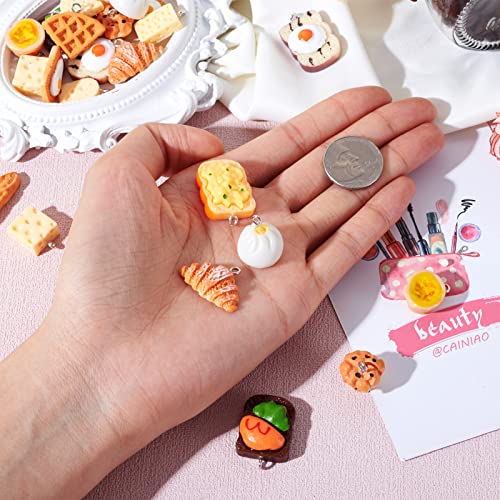 Craftdady Resin Plastic Miniature Food Snack Pendants Charms Ice Drink Juice Pendants Cute Bottle Fruit Keychain Charms Hang Ornament for DIY Craft Earring Bracelet Necklace Jewelry Making - color: Mixed Color Pastry Bread
