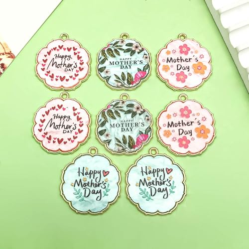 Sailanzi 16pcs Alloy enamel Mother's Day series soft feminine colors Jewelry Making DIY Keychain Earrings Pendant Various Design Charms for Jewelry Making Bracelets Necklace(SN775) - color: SN775