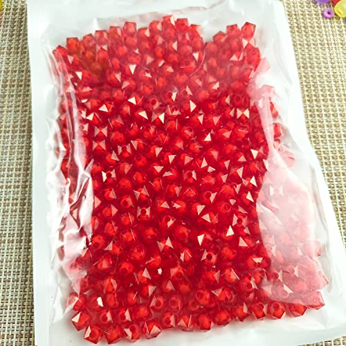 Cube 400pcs Faceted Square Transparent 8mm Crystal Spacer Beads, Round Inside for Jewelry Making (Red) - color: Rainbow,Red,White