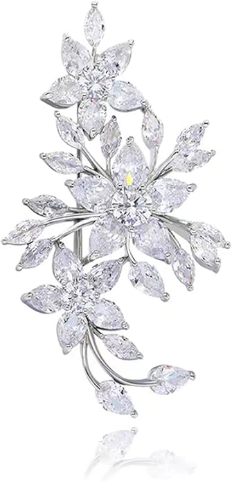 Flower Brooch for Women Rhinestone Flower Brooch Pins Floral Brooches Jewelry Gift for Mom Wife