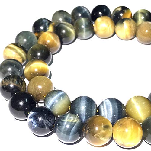 ABCGEMS 2-Tone Namibian Blue Tigers Eye Beads (Gorgeous Silky Lusture- Beautiful Matrix) Jewelry Making Craft Smooth Round 8mm