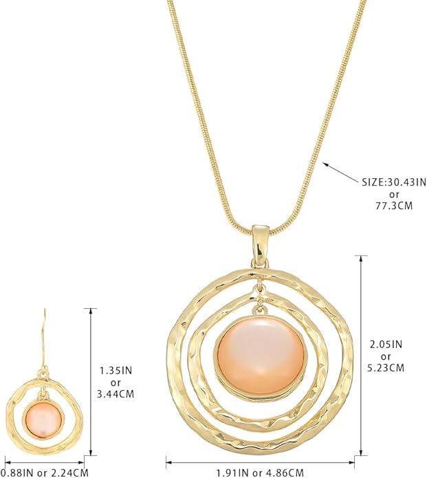 Madison Tyler Gold Plated Jewelry Set for Women | Silver Teardrop Pendant Necklace Trendy | Long Necklace with Snake Chain | Fashion Dangle Earring Set