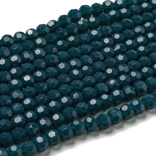 Perlin Czech Bohemian Crystal Glass Beads Faceted Round 4mm 90 Pieces Loose Spacer 1 Strand Beads for DIY Jewelry Earrings Necklace Bracelet Making (Indian Sapphire Opaque) - color: Indian Sapphire Opaque