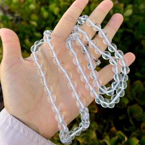Adabele Premium 108 Mala Beads Malas Necklace - Natural Healing Gemstone Tibetan Buddhist Japa Prayer Meditation Reiki Chakra Stone Quartz Rock Women Men Jewelry - style: Grade A White Quartz/Clear Crystal