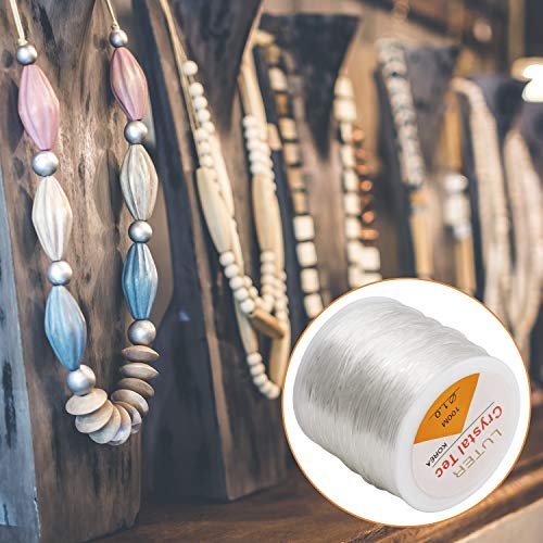 Luter 1mm Clear Bead Cord Crystal Elastic Stretchy Bracelet String for Jewelry Making Necklace Bracelet Beading Thread (328ft)