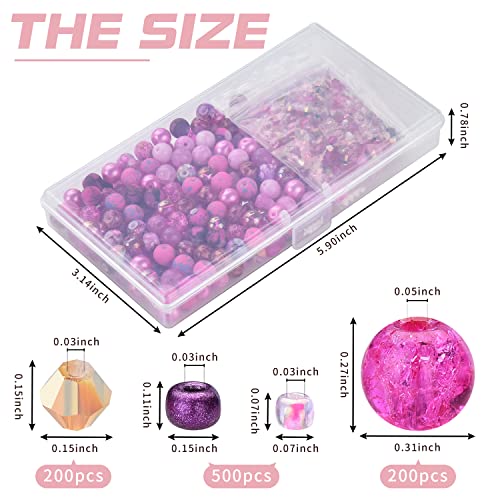 Rired 27 8mm Round Glass Beads Kit, Craft Beads for Bracelet Making, Hot Pink Color with 4mm Bicone Crystal Beads, 2-4mm Spacer Seed Beads for Jewelry Making, Necklace, Phone Charms, DIY Earrings - color: ROSE