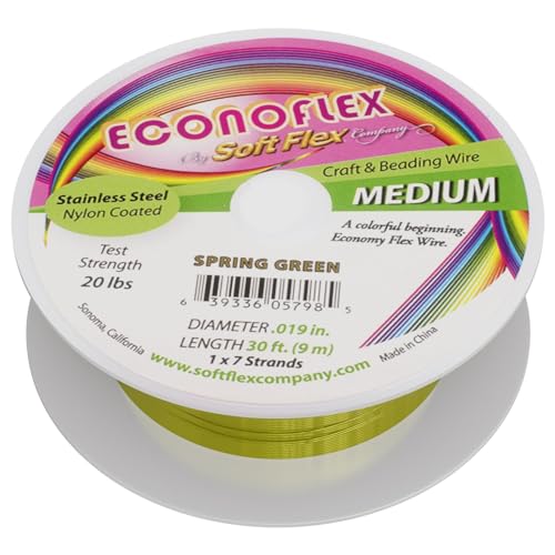 Soft Flex Econoflex Hobby Beading Wire - Flexible Stainless Steel Wire for Crafting - 7 Strand 0.19 30 Ft - style: Spring Green