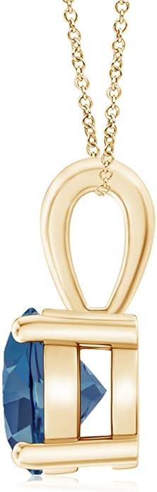 Angara Natural Blue Topaz Solitaire Pendant for Women | Classic Prong-Set Round Blue Topaz Pendant in 14K Solid Gold/Silver/Platinum With 18" Chain | December Birthday, Gemstone Jewelry Gift