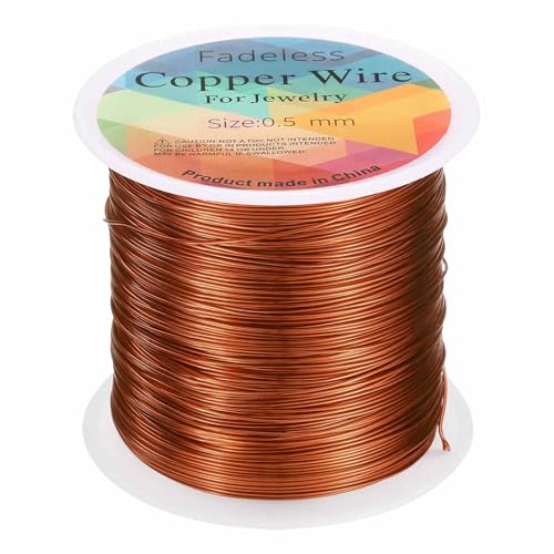 HARFINGTON Wire 203ft Length 24 Gauge Copper Craft Jewelry Wrapping Wire Tarnish Resistant Beading for Jewelry Making Supplies Crafting, Coffee - color: Coffee