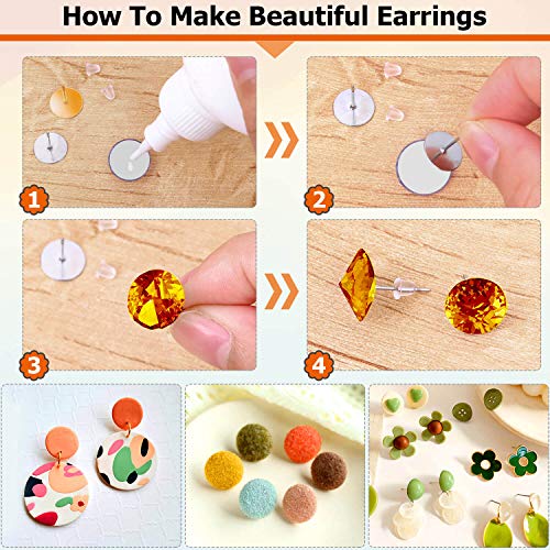 Hypoallergenic Earring Posts and Backs, Caffox 2000pcs Stud Earrings Making Kit with Ear Ring Base and Earring Backs for Leather Stud, Clay, Pearl Jewelry Making (Gold & Silver) - color: Gold & Silver