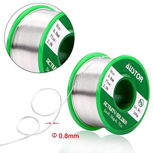AUSTOR 0.8mm Lead Free Solder Wire with Rosin Core, 200g - size: 0.8mm 200g
