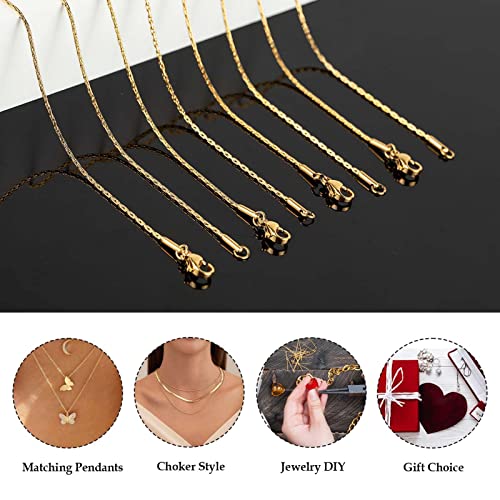 UMAOKANG Gold Plated Stainless Steel Chains for Jewelry Making, Thin Cable Snake Jewelry Chain Bulk Men and Women Necklace Choker Chains (10 Pack, 18 Inch) - color: Gold, size: 18 Inch