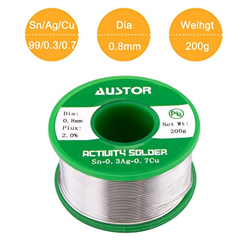 AUSTOR 0.8mm Lead Free Solder Wire with Rosin Core, 200g - size: 0.8mm 200g