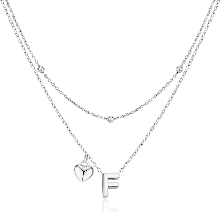 adoyi Valentines Day Gifts for Women Hers Dainty 14K Gold Plated Heart Initial Necklaces Layered Letter A-Z Pendant Necklace Stack Trendy Jewelry Birthday Valentines Day Gifts for Women Jewelry