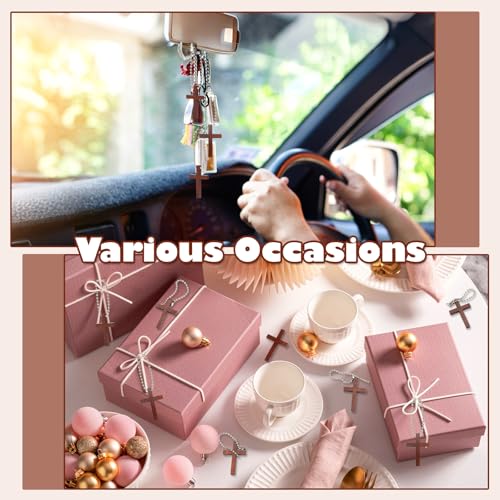 80 Pcs Mini Wooden Cross Fidgets Bulk, Small Christian Gifts for Women Kids Wood Pocket Crosses Charms for Religious Easter Eggs Fillers Church Praying Bible Stuff Anxiety Relief Crafts Keychains