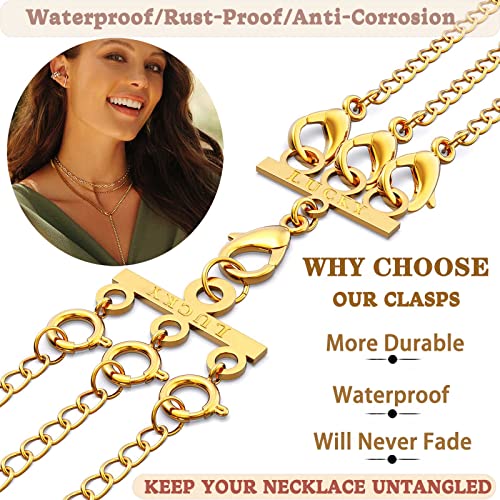 Dailyacc Lucky Necklace Layering Clasp 18K Gold and Silver Multi Strand Clasps for Stackable Necklaces - color: 4PCS Gold and Silver Clasps