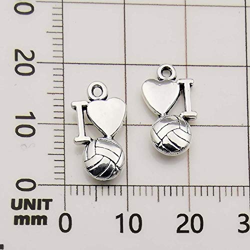 Youdiyla 45 Volleyball Charms Collection, Bulk I Love Sport Volleyball Girl Ball Fitness Charms Metal Pendant Craft Supplies Findings for Necklace and Bracelet Jewelry Making HM322 - color: Volleyball Charms-45pcs