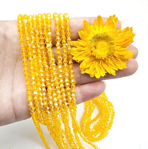 3mm4mm 1100pcs 800pcs Bicone Beads Crystal Glass Faceted Beads for Necklace Bracelet Earrings DIY Jewelry Crafts Making Project (3mm GoldenAB) - color: 3mm GoldenAB