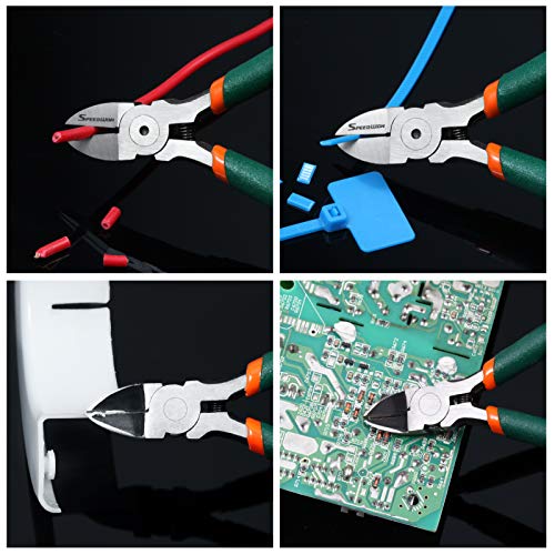 SPEEDWOX Mini Flush Cutters 4.5 Inch Wire Flush Cutters Side Cutters with Spring Functional Precision Tools for Cutting Electronics Wires Jewelry DIY and Handmade - size: 4.5"