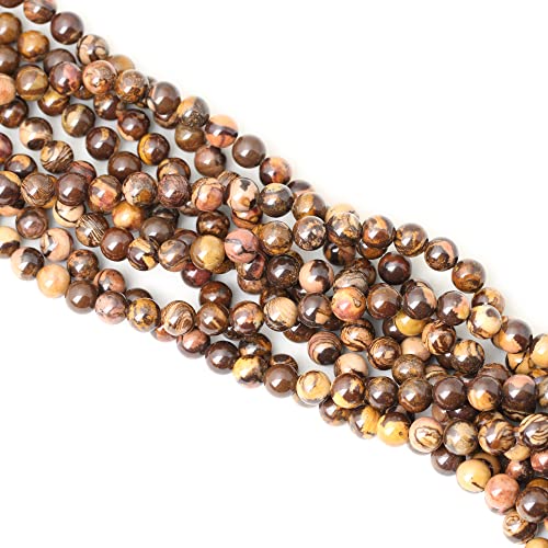 45PCS 8mm Natural Africa Picture Jasper Gemstone Round Loose Beads for DIY Bracelet Necklace Earrings Jewelry Making 1 String 15 Inches - color: Africa Picture Jasper, size: 8mm