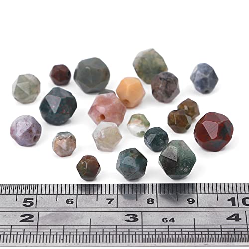 BEADIA Faceted Natural Indian Agate Stone Round Beads 8mm 36cm/Strand for Jewelry Making - color: Indian Agate, size: 8mm