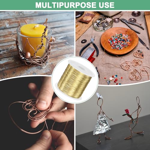M METERXITY 2Roll 0.3mm Jewelry Wire, 28 Gauge 328FT Craft Wire Copper Beading Wire for Jewelry Making/Planting/Weaving/DIY Crafting, Soft Metal Wires [100M, Gold] - color: Gold, size: 28 Gauge 328FT