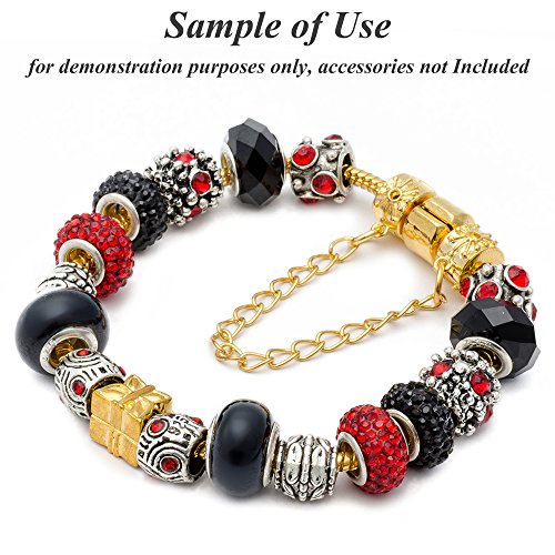 RUBYCA 5pcs 6.7" Gold Color Clasp European Snake Chain Charm Bracelet fit Charm Beads DIY - color: Gold, size: 17 CM