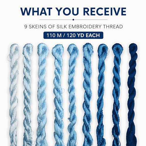 Natural 100% Silk Thread, Handmade Embroidery Thread Silk Floss 9 Colors 110m Each (64) - color: 64