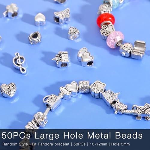 stino Large Hole Silver Metal Spacer Beads for Jewelry Making, Bracelet Earrings Necklace Findings & Supplies 512 (Large Hole (50PCs)) - color: Large Hole (50PCs)