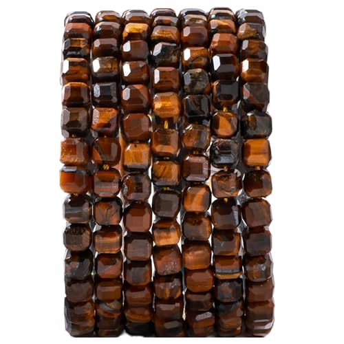 Natural Faceted Yellow Tiger Eye Cube Stone Beads 5-5.5mm 60pcs/str Loose Square Semi Gemstone Stone Beads for Making Bracelets Necklace Earrings - color: Yellow Tiger Eye