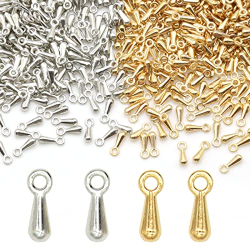 2000 Pieces Extender Chain Extended Extension Chains Tails Clasp Terminators Ends Beads Connector for Crafting (1000pcs Gold and 1000pcs Silver)