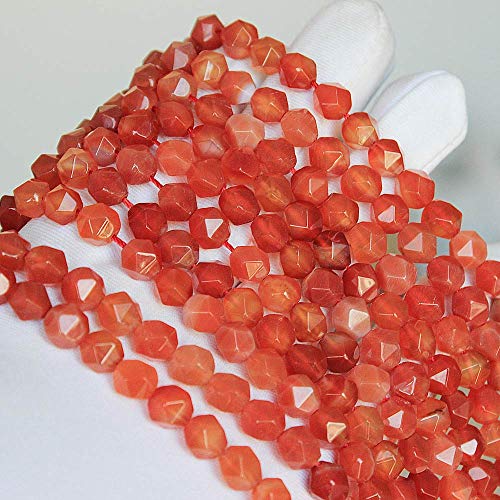 MJDCB Best Sellers Natural Stone Beads Faceted Polygon Red Agate Crystal Energy Stone Healing Power for Jewelry Making(8mm) - color: Red Agate