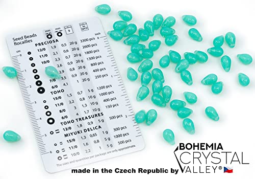 Czech 50-Piece Glass Beads, 6x9mm, Teardrop Light Opal Turquoise 61100 - color: Opal Turquoise
