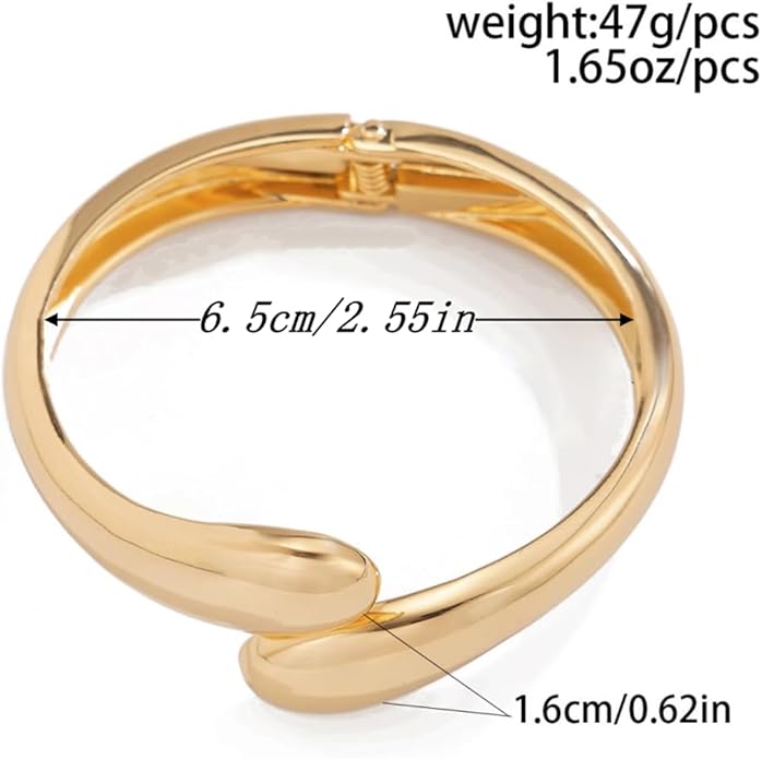 Gold Bangle Bracelets for Women Trendy Minimalist Chunky Cuff Statement Bracelet Stack 18K Gold Plated Thick Arm Cuffs Bangles Fashion Cute Jewelry