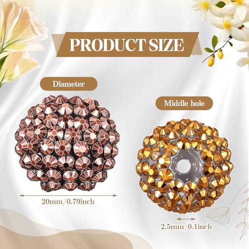 40 Pcs 20 mm Rhinestone Beads Bulk Crystal Round Disco Ball Chunky Bubblegum Beads for Pens Bracelets Charms Craft European Style Jewelry Making Supplies Christmas(5 Colors) - color: 5 Colors