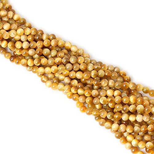 60PCS 6mm Natural Golden Tiger Eye Stone Round Loose Beads for Jewelry Making DIY Bracelet Necklace Materials 1 Strand 15" - color: Golden Tiger Eye, size: 6mm