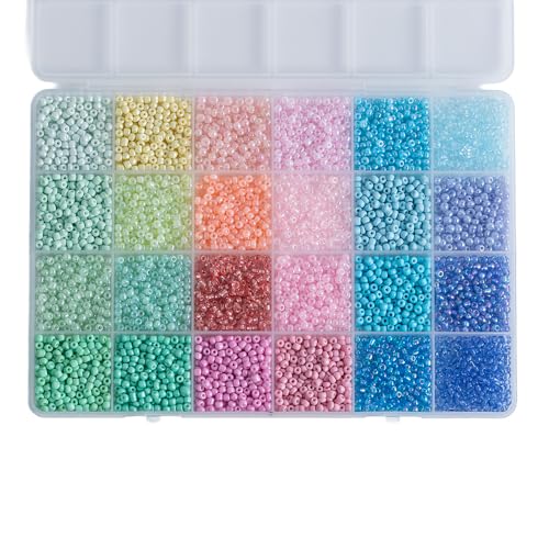 Light Color 3mm Seed Beads, 5200Pcs Glass Seed Beads Kit with Storage Box for DIY Necklace Bracelet Crafts - color: Light