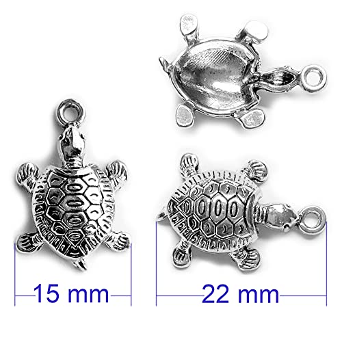 Heather's cf Silver Sea Charms – Antique Pendants, Non-Tarnish, Lead-Free & Nickel-Free, Bulk Ocean Animal Charms for DIY Jewelry, Bracelets, Necklaces, Earrings, Beach Craft Supplies (Sea Animals) - color: Turtle-50pcs