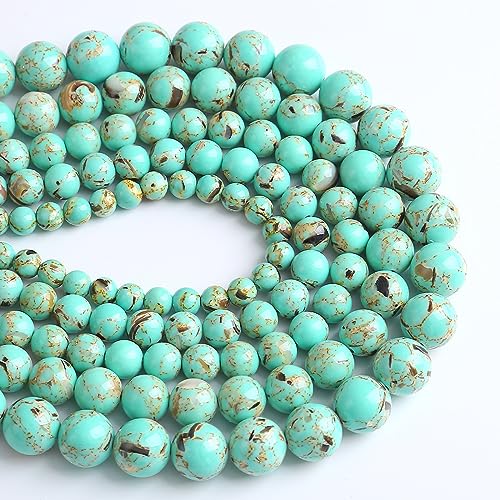 10MM 38PCS Peacock Blue Shell Turquoise Spacer Loose Beads for Jewelry Making DIY Bracelet Necklace - color: Peacock Blue Shell Turquoise, size: 10mm
