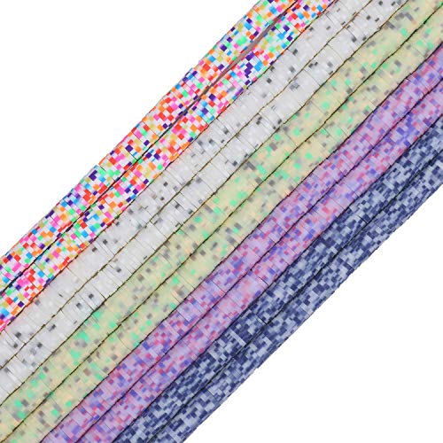 COIRIS 3400 Pcs Vinyl Heishi Beads Environmental Handmade Polymer Clay Spacer 6mm Disk Flat Beads for Surfer Chocker Necklace Bracelet Earrings Jewelry Making(RT-5 MIXG-6) - color: RT-5 MIXG-8