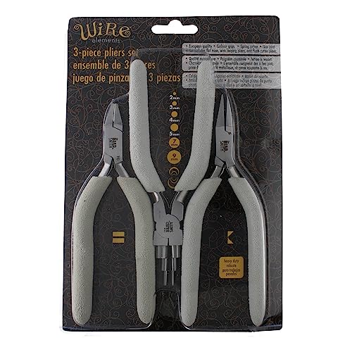 The Beadsmith Wire Tool Set - 3-Piece Kit (Flat Nose, Tungsten Carbide Flush Cutter & 6-in-1 Wire Looper), Elongated, Comfortable Handles with Double-Leaf Springs - style: 3 Plier Combo