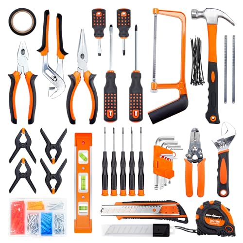 CARTMAN 238-Piece Socket Wrench Auto Repair Tool Combination Package Mixed General Household Hand Tool Set Tool Kit with Plastic Toolbox Storage Case - color: Orange