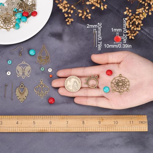 SUNNYCLUE 1 Box DIY Make 10 Pairs Bohemian Chandelier Earrings Making Kit Including Chandelier Links Turquoise Beads Earring Findings for Women Beginners DIY Earring Jewelry Making Crafts - color: Chandelier Bohemian Style F