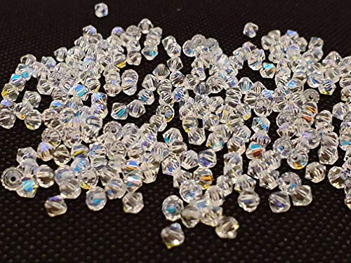 Perlin Preciosa Bohemian 3mm Crystal Glass Beads 100 pcs Czech Bicone Colorful Mix Beads for DIY Jewelry Making Double Cone Bead Bracelet Earring Necklace Crafting (Crystal Clear) - color: Crystal