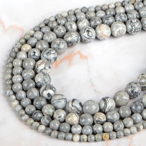 4mm 200pcs Natural Stone Round Beads Map Jasper Genuine Stone Beading Loose Gemstone DIY Charm Smooth Beads for Bracelets Necklaces Earrings Hole Size 1mm (Map Jasper 4mm) - color: Map Jasper, size: 4mm